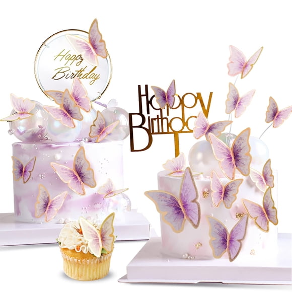Decoraciones para pastel LANGPA de 22 piezas con mariposas para fiesta