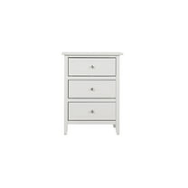 White Nightstand - 3 Drawer Storage - Real Wood Veneer - Dovetail Drawers - Fully Assembled