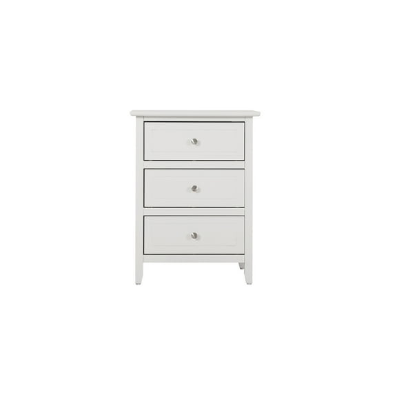 White Nightstand - 3 Drawer Storage - Real Wood Veneer - Dovetail Drawers - Fully Assembled