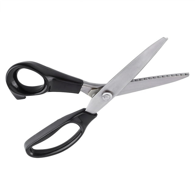Tijeras Dentadas Profesionales para confección, Hojas de acero inoxidable, Borde triangular redondo de 3, 5, 7 mm, 23 cm, Mangos de Diseño Anatómico, Junta Con Rodamiento