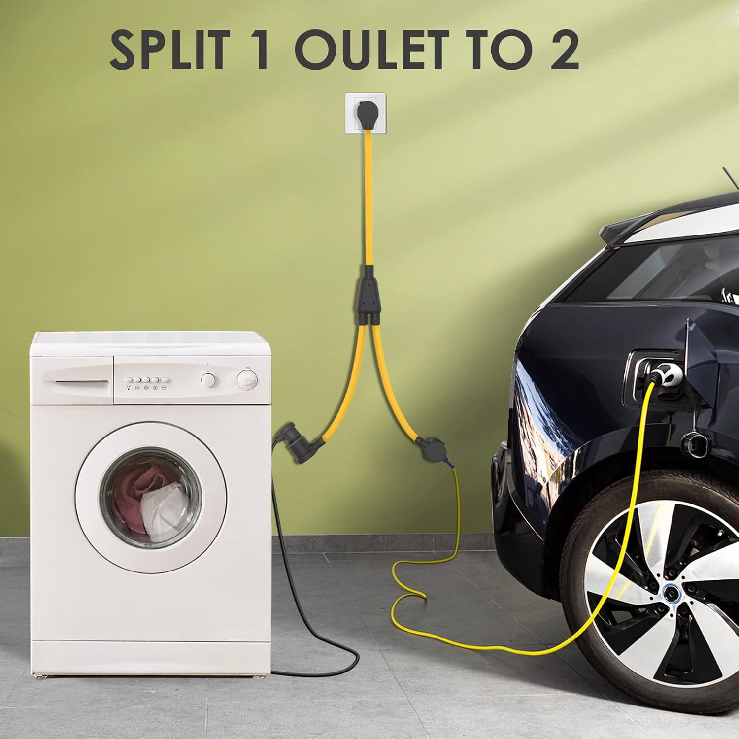 3 Prong Dryer Y Splitter, NEMA 10-30P to 2x 10-30R, Dryer Y Adapter Cord, 30Amp, 240V, Power Cable for EV, UL listed