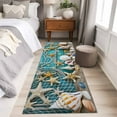 thumbnail image 5 of Coastal Beach Washable Area Rug&nbsp;2x6ft Conch Starfish Fishing Net Wood Grain Soft Rectangle&nbsp;Rugs for Living Room, Non Slip Carpet for Bedroom&nbsp;Entryway Dining Room, 5 of 9