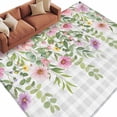 thumbnail image 6 of Colorful Flowers Area Rug 5x7 Washable Rug Non Slip Spring Floral Leaves Botanical Gray Plaid Large Area Rug Soft Stainresistant Indoor Floor Carpet for Living Room Bedroom Home Office Dining Room, 6 of 8