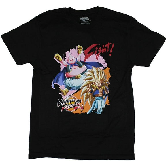 Dragon Ball Fighter Z Mens T-Shirt - Gotenks vs Buu Image (Small, Black)
