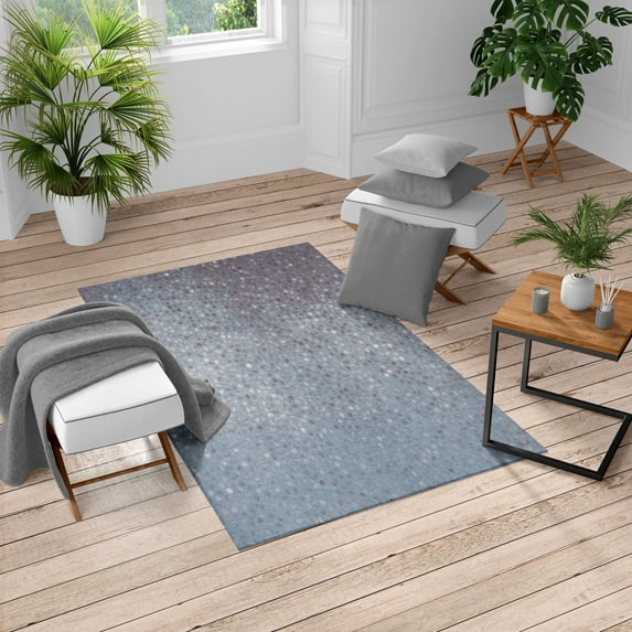 Geometric Turkish Area Rug, Small Dot Tiles Shape Simple Classical Creative Design, Soft Carpet for Living Room Decor with Distressed Look, 6.6' X 9.6', Blue Grey, by Ambesonne
