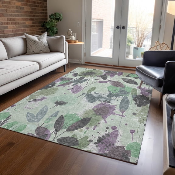 Addison Rugs Machine Washable Indoor/ Outdoor Floral Garden Chantille Rug 10' x 14' - Sage