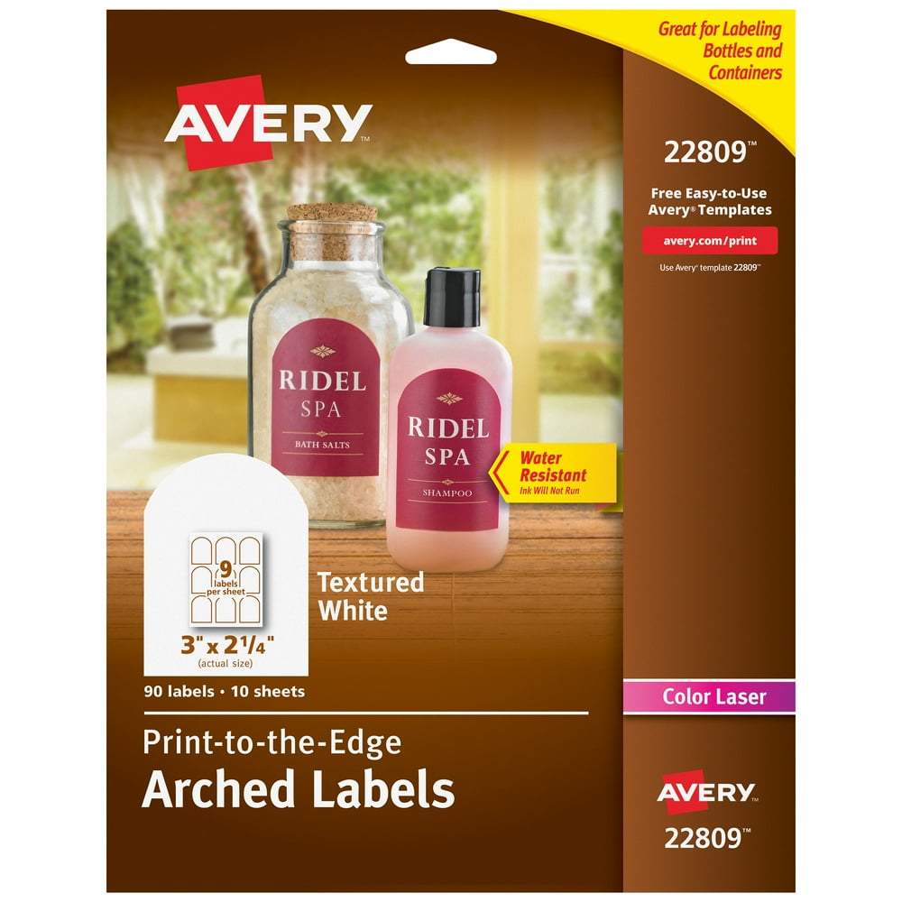 Avery Arched Labels, Sure Feed, 21/4" x 3", 90 Labels (22809