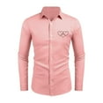 thumbnail image 4 of Fgvctg Valentine's Day Button Up Shirt Men Long Sleeve Button Down V Neck Shirt Collared Fashion Blouses Date Day Love Heart Print Plus Size Business Casual Tops Pink L, 4 of 4