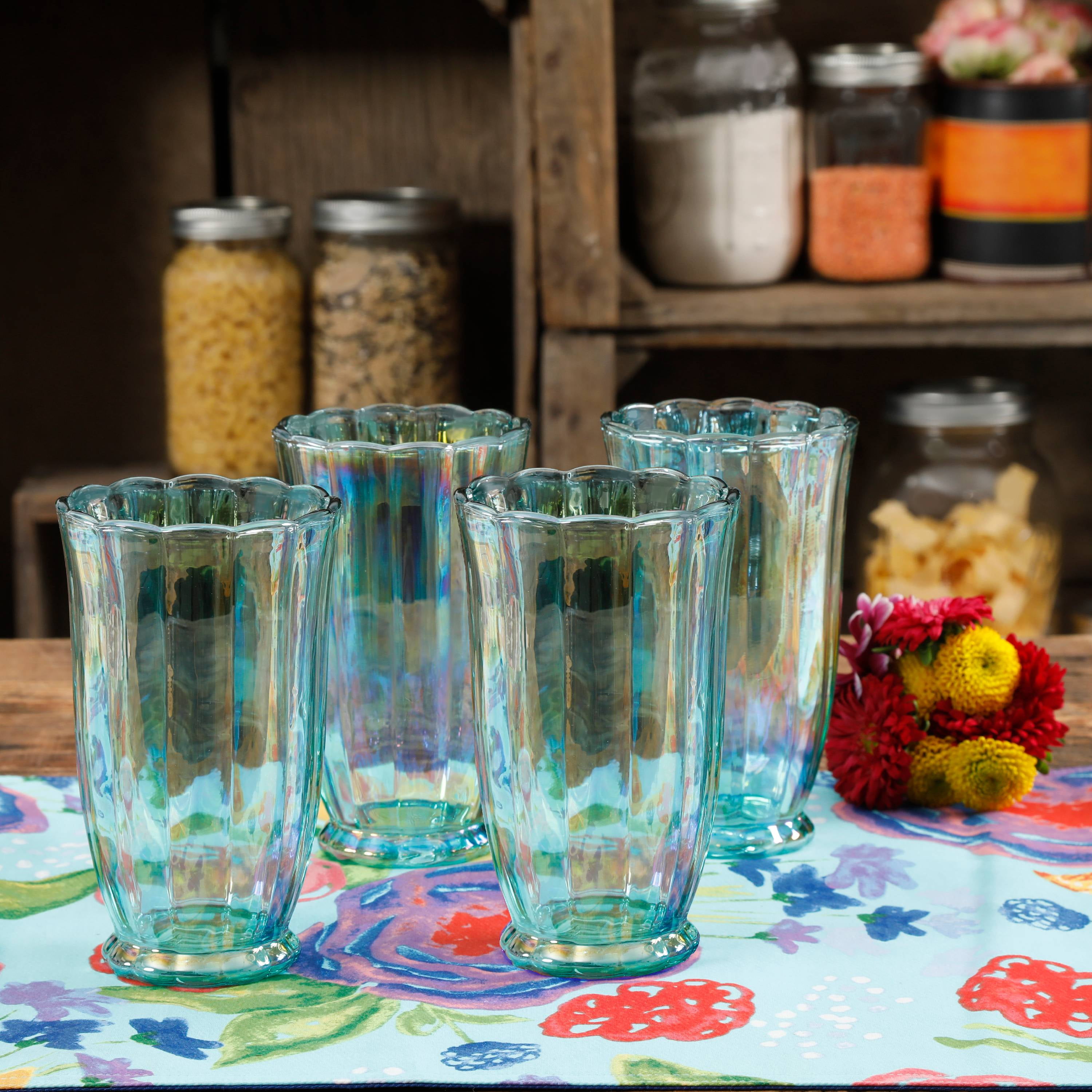 The Pioneer Woman Luster Green 15Ounce Pearlized Tumbler, Set of 4