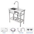 thumbnail image 2 of Ourlova Stainless Steel Sink,39x16x30 In Freestanding Single Sink Commercial Kitchen Sink Set with Worktop Faucet,Single Bowl Kitchen Prep & Utility Sink, 2 of 9