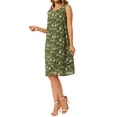 thumbnail image 4 of INSPIRE CHIC Women's Chiffon Dresses Sleeveless Floral Print Crewneck Tiered Layered Flowy Dress Party Wedding Outfits XL Green, 4 of 5