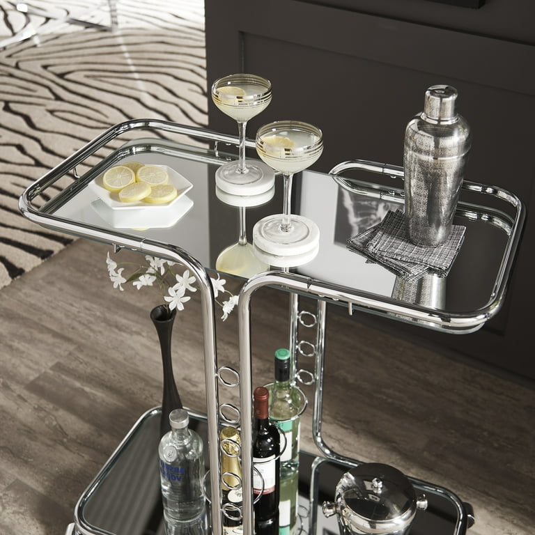 Chelsea Lane Hazel Chrome Finish Bar Cart