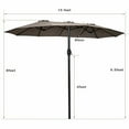 thumbnail image 5 of Spaco 15 Feet Double-Sided Outdoor Patio Umbrella with Crank without Base-Tan, Outdoor Table Umbrella, Yard Umbrella, Market Umbrellas for Outdoor Patio Backyard Garden Lawn Sun Shade, 5 of 9
