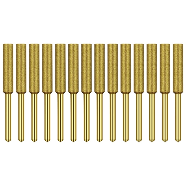TFixol Diamond Chainsaw Sharpener Titanium Plated Burr Stone File Diamond Sharpening Wheels for Chain Saw Stone Jewerly Wood 12 Pcs 3/16 Inch
