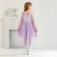 thumbnail image 4 of Gvdentm Girl's Easter Clothes Contrast Mesh Puff Long Sleeve High Waist High-Low Long Dress for 3-12 Years(Purple,7-8 Years), 4 of 9