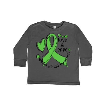 

Inktastic Love and Care Mental Health Awareness Green Ribbon Gift Toddler Boy or Toddler Girl Long Sleeve T-Shirt