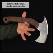 Forged Camping Hatchet 11.81'' w/ Leather Sheath, Compact axe w/ Composite Handle
