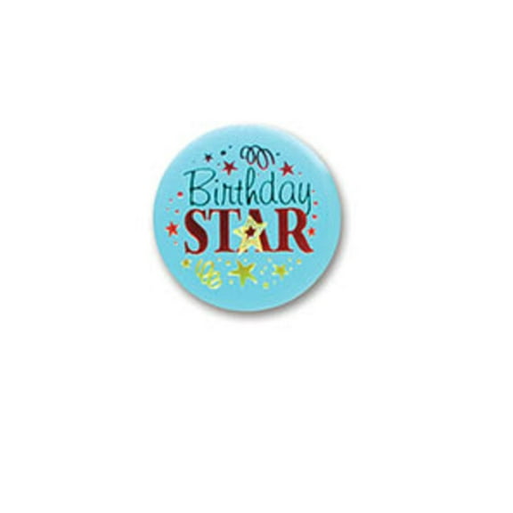 Beistle Pack of 6 Birthday Themed "Birthday Star" Satin Button Costume Accessories 2"