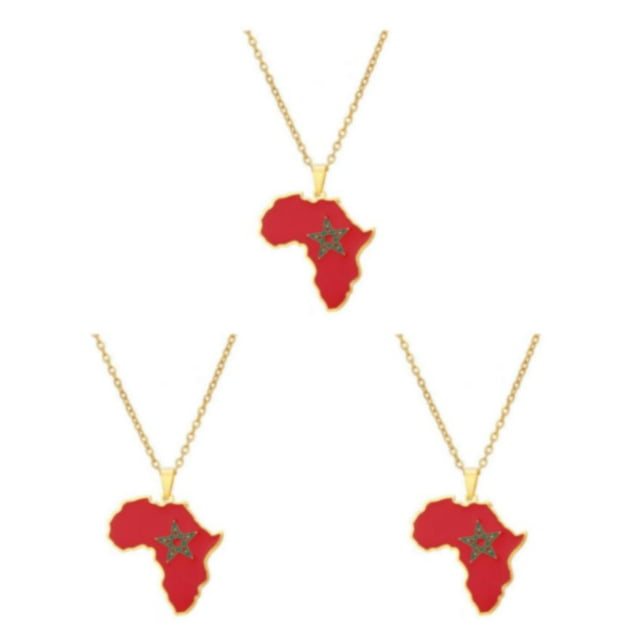 kurtrusly Morocco Map Flag Pendant Necklace Statement With Style Easy To Match With Other Accessories Unique As Shown 3Set