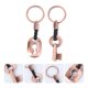 thumbnail image 2 of WORGEOUS 2 piezas de moda creativa pareja de cuero llavero llavero anillo llavero Key Lock regalo (bronce rojo), 2 of 8
