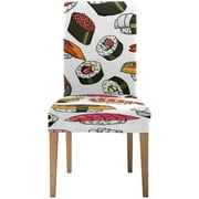 KXMDXA Sushi Beautiful Food Design Stretch Chair Cover Protector Seat Slipcover for Dining Room Hotel Wedding Party Set of 1