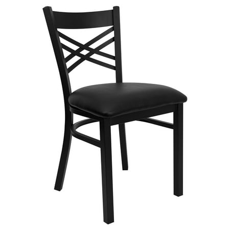 Flash Furniture HERCULES Series Black "X" Back Metal Restaurant Chair, Vinyl Seat, Multiple Colors
