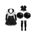 thumbnail image 2 of YiZYiF Kids Girls Cheer Leader Dance Outfit High Schoolgirls 5Pcs Dance Dress Outfit Carnival Festival Cosplay Party Costume A Black&White 8, 2 of 5
