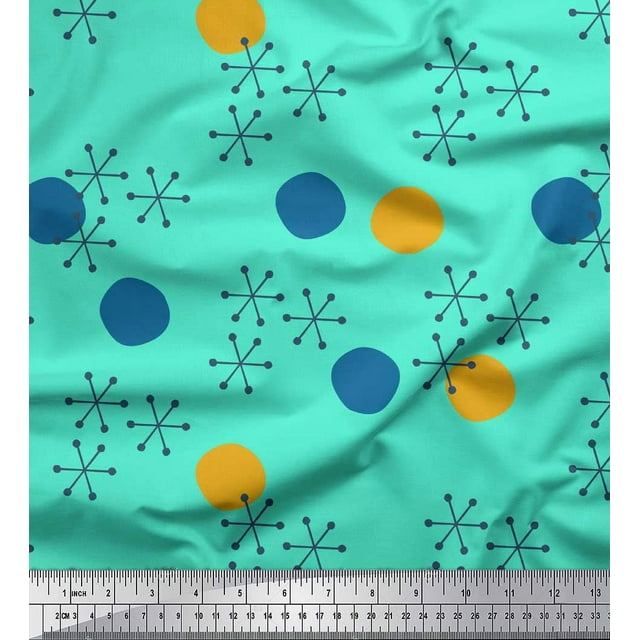 Soimoi Poly Georgette Fabric Geometric & Polka Dots Print Fabric by the Yard 52 Inch Wide