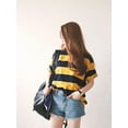 thumbnail image 5 of Women Loosen Striped Round Neck Half Sleeve T-Shirt Casual Blouse Tops, 5 of 6