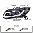 thumbnail image 4 of Spec-D Tuning Black Projector Headlights W/ LED Light Bar Compatible with 2012-2013 Honda Civic Coupe, 2012-2015 Honda Civic Sedan, Left + Right Pair Headlamps Assembly, 4 of 6