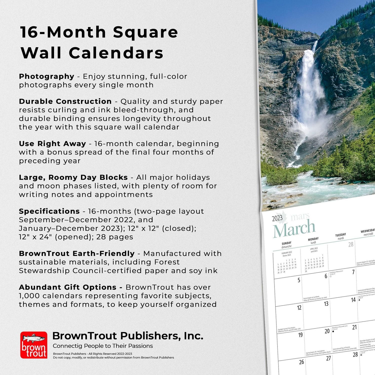 Magnificent Rockies | 2023 12x24 Inch Square Wall Calendar