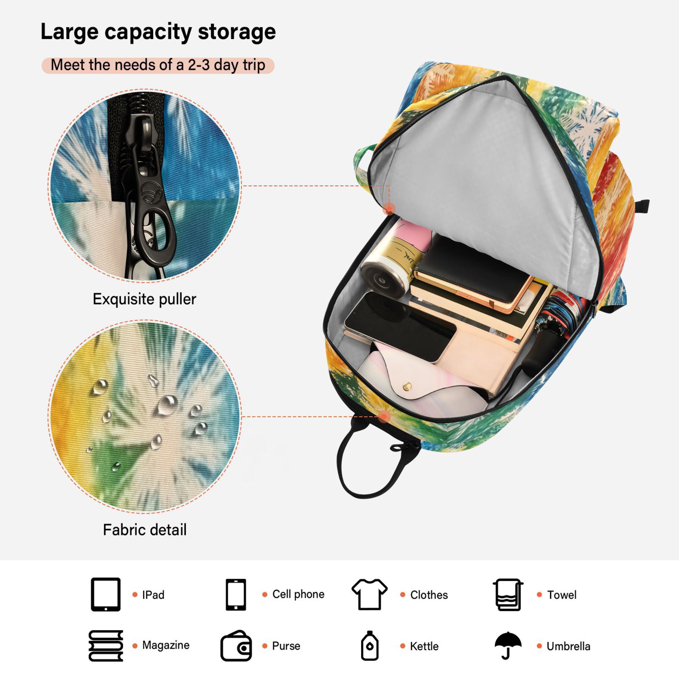 2 Racquet Holder Tennis Backpack Tennis Racket Covers Gym Bags Snowflake Rainbow