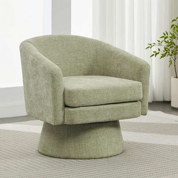 Living Room Chairs Contemporary Chenille Swivel Accent Chair, 360° Rotating Barrel Chair with Plush Cushioning for Living Room & Office, Green,Accent Chairs