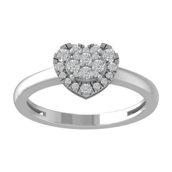 ARAIYA FINE JEWELRY 10K White Gold Round Diamond Heart Ring (1/3 cttw, I-J Color, I2-I3 Clarity), Size 8.5