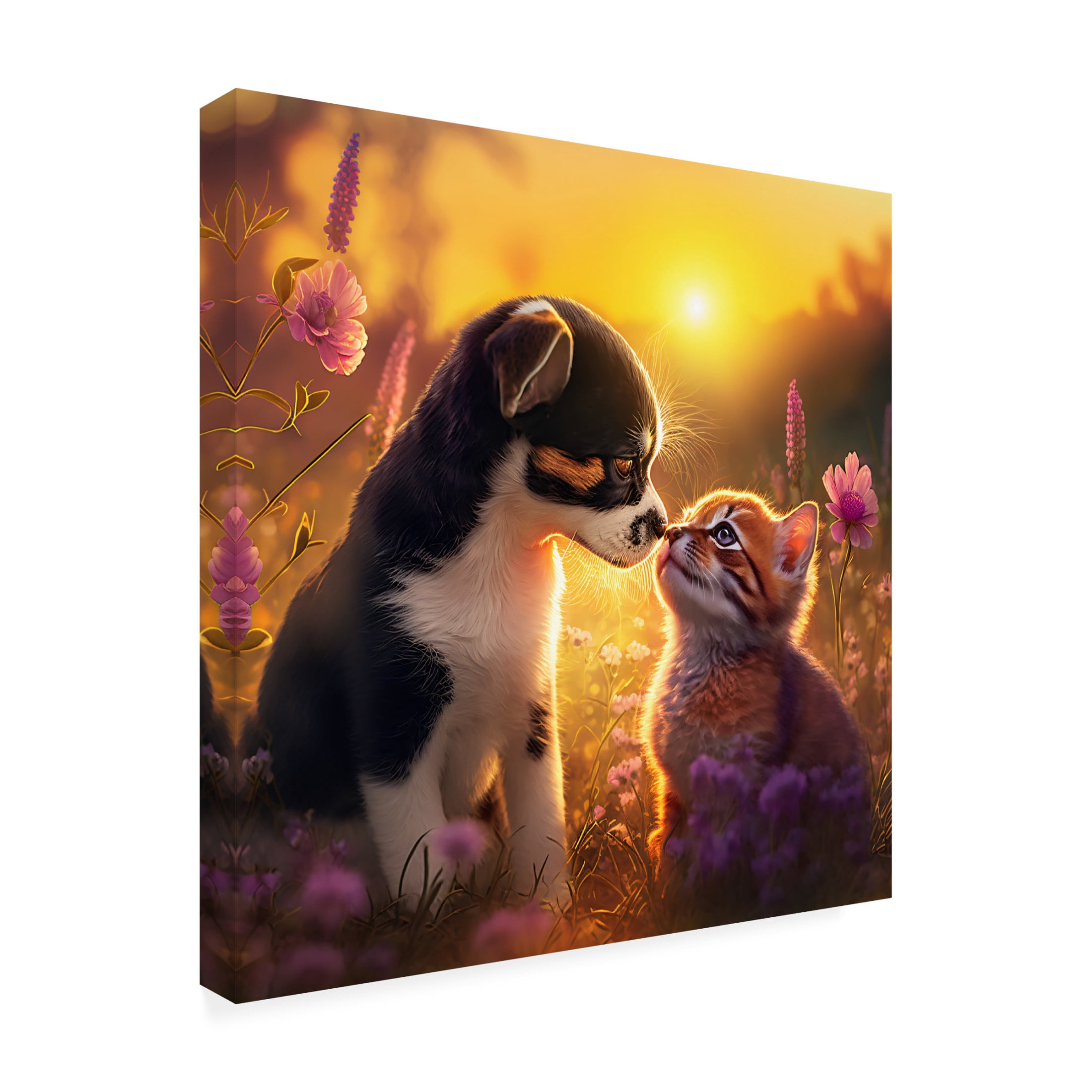 Canvas Wall Art - Ray Heere 'Cats And Dogs 31' Wall Art for Living Room, Bedroom, or Office Décor by Trademark Fine Art - 18 x 18 Inches