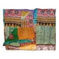 thumbnail image 3 of Taj Hotel Kantha Silk Throw 60x90 Handcrafted Cotton Vintage Patchwork India, 3 of 5