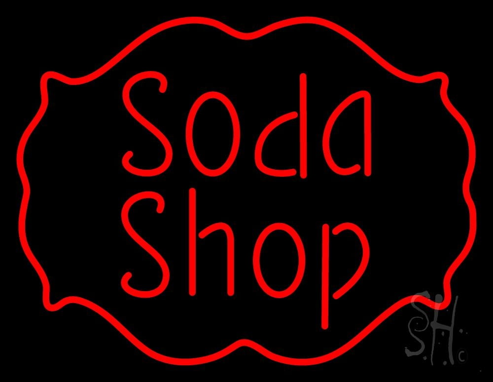 Soda Shop LED Neon Sign 24 x 31 inches, Black Square Cut Acrylic