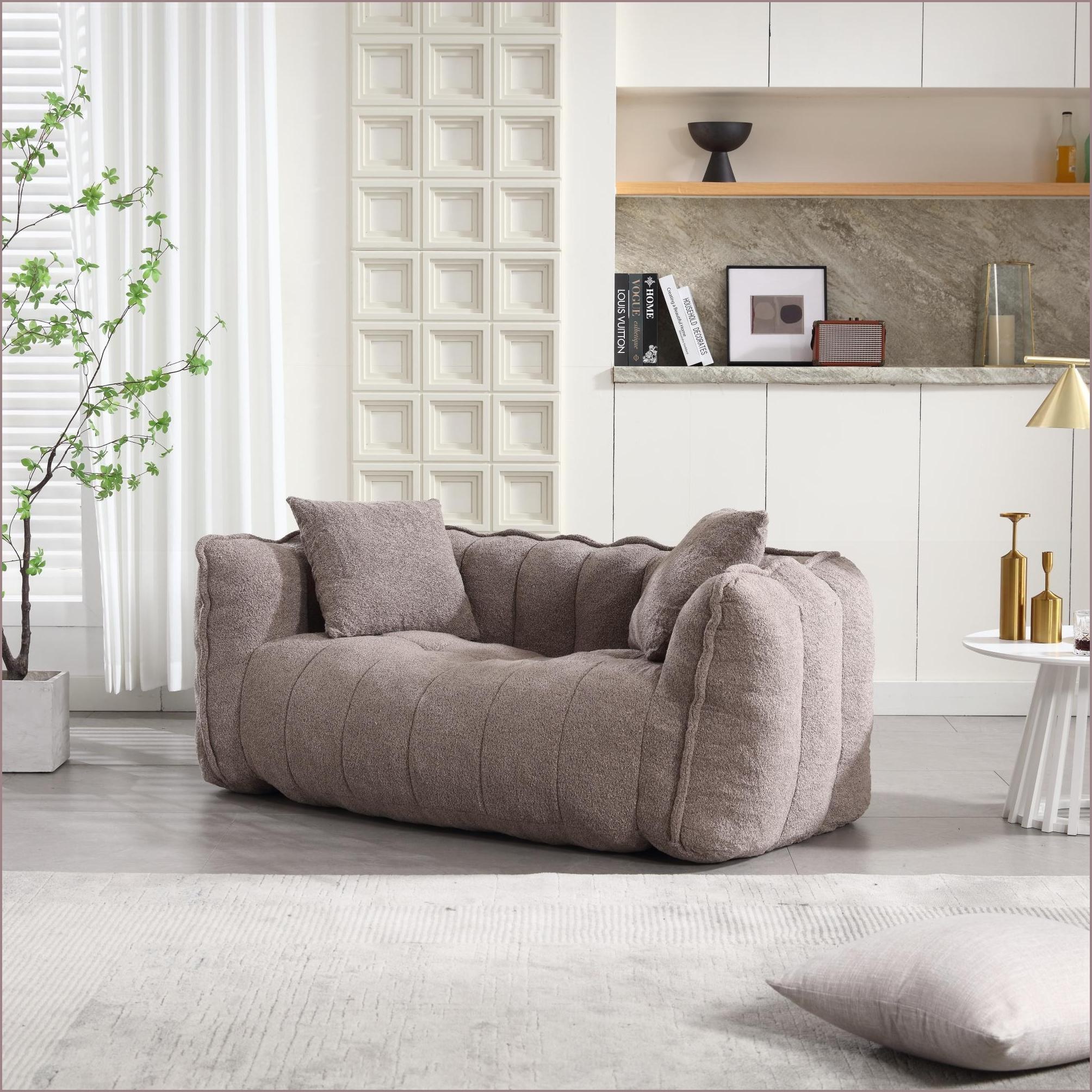 Large Chenille Bean Bag Chair for Adults – Soft Two-Person Recliner for Gaming/Reading/TV | Brown | Chenille