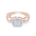 thumbnail image 3 of 1/12 CT Round Cut Natural White Diamond Square Frame Engagement Ring In 14K Rose Gold Plated Sterling Silver (Color: I-J, Clarity: I2-I3, 0.08 Cttw) -10, 3 of 8