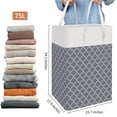 thumbnail image 6 of Lolsea Laundry Basket, 2-Pack 75L Large Collapsible Laundry Hamper, Waterproof Clothes Hamper with Long Handles in Laundry Room, College Dorm, Bathroom, Bedroom, Grey, 6 of 6