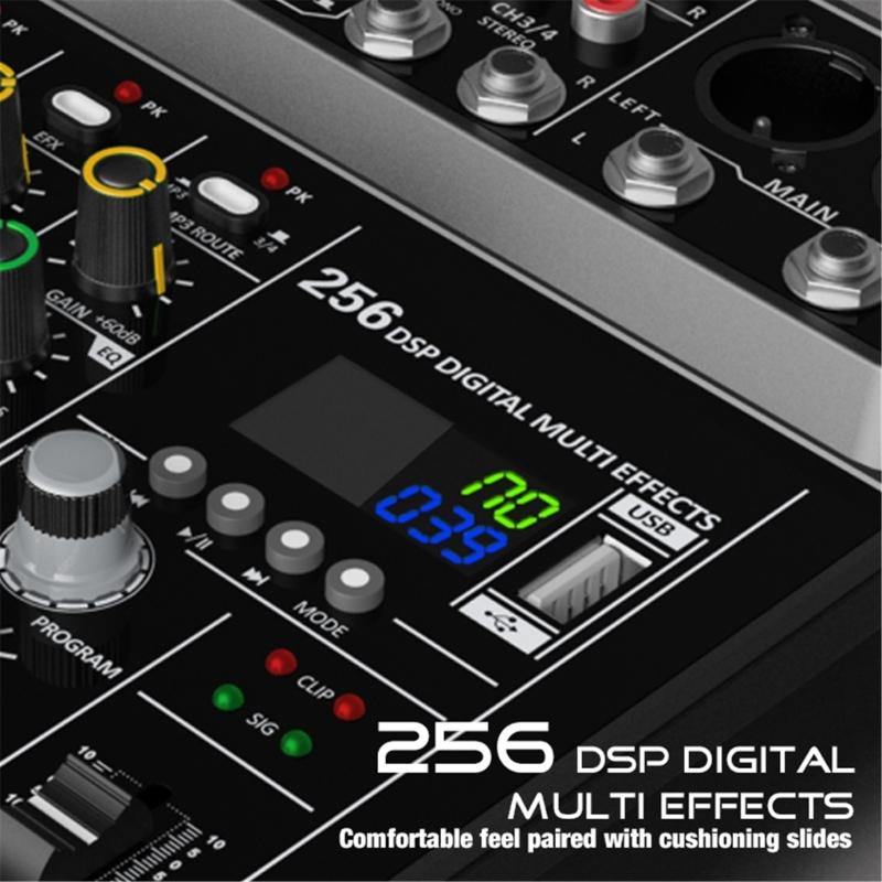 lanema Metal Body Mixing Board Audios Mixer 4Input Channel Support Instrument Mics For Stage Event And Homes Studios Use