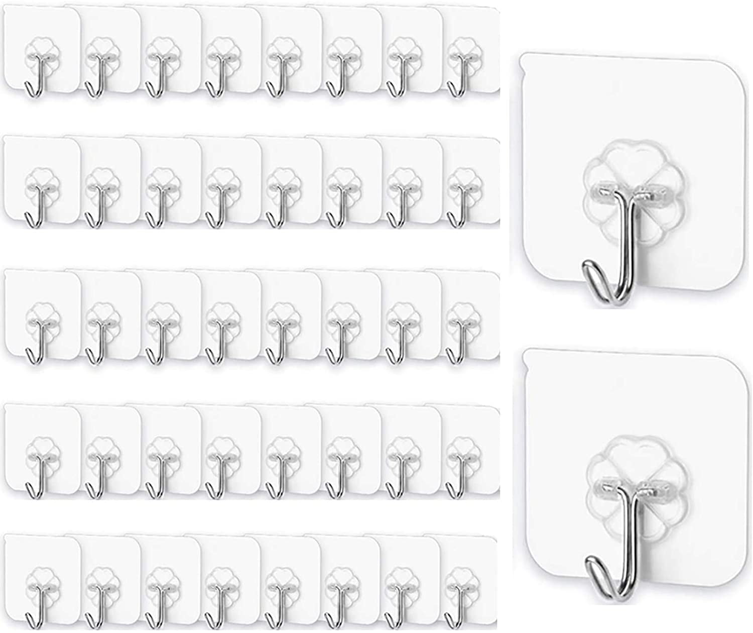 Adhesive Hooks 40 Pack 22lb(Max) Adhesive Wall Hooks, Heavy Duty Self