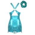thumbnail image 2 of iiniim Latin Dance Leotard With Headwear Tango Rumba Cha Cha Dancewear Cheerleading Dance Uniform For Women Sky Blue L, 2 of 7