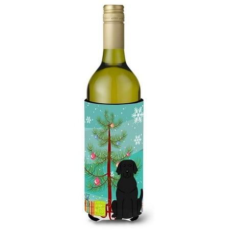 

Merry Christmas Tree Black Labrador Wine Bottle Beverge Insulator Hugger