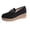 Black, variant on EKVAHL Women's Wedge Platform Loafers Slip On Walking Shoes Metal Chain Decor Round Toe Faux Faux Suede Casual Shoes Brown