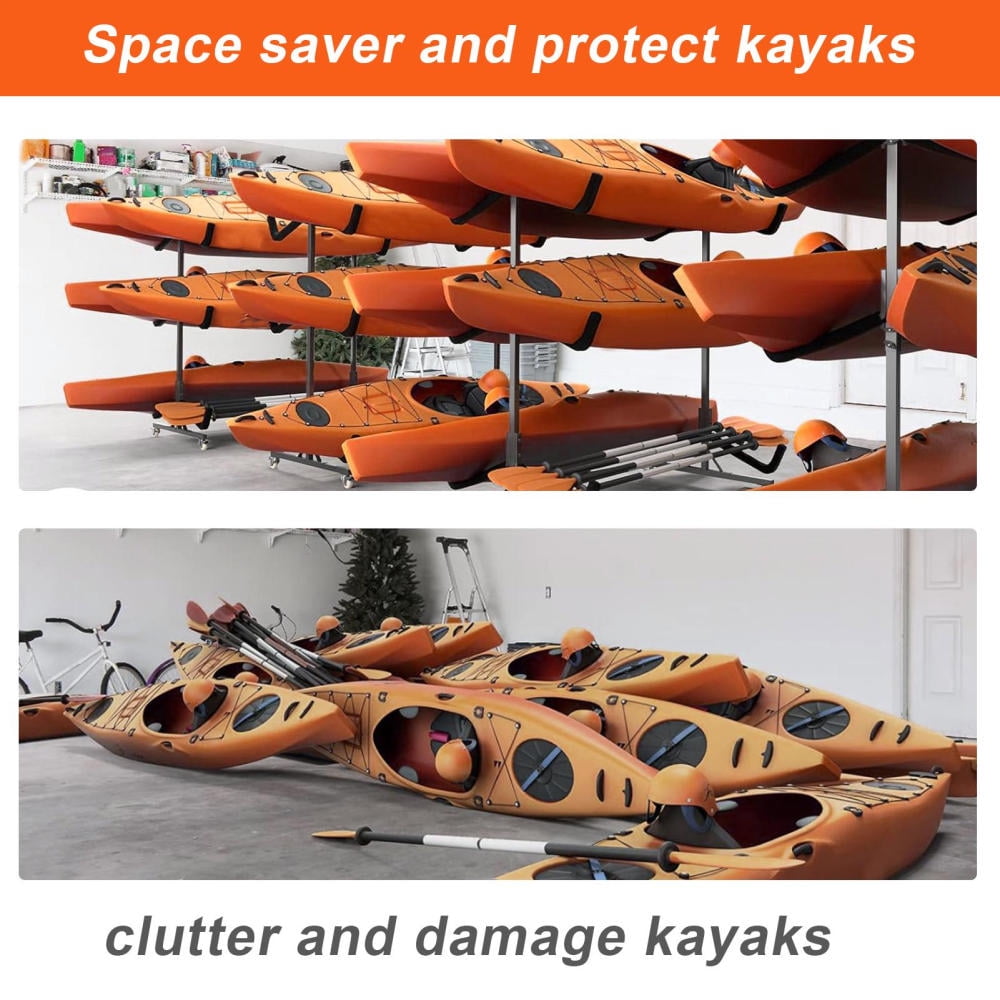 Flroha Kayak Rack for Garage Paddle Board Floor Stand Indoor Outdoor Adjustable Width Canoe Rack Hanger for Surfboard Boat Dock Garage Shed Storage