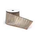 thumbnail image 3 of Melrose Metallic Wired Christmas Craft Ribbon - 4" x 10 Yards - Gold and Gray, 3 of 3