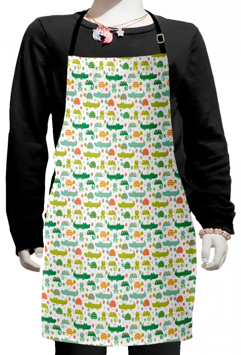 Cartoon Kids Apron, Nursery Themed Reptile and Amphibian Animals ...