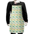 thumbnail image 1 of Cartoon Kids Apron, Nursery Themed Reptile and Amphibian Animals Pattern Frog Gator Turtle, Boys Girls Apron Bib with Adjustable Ties for Cooking Baking Painting, Multicolor, by Ambesonne, 1 of 2
