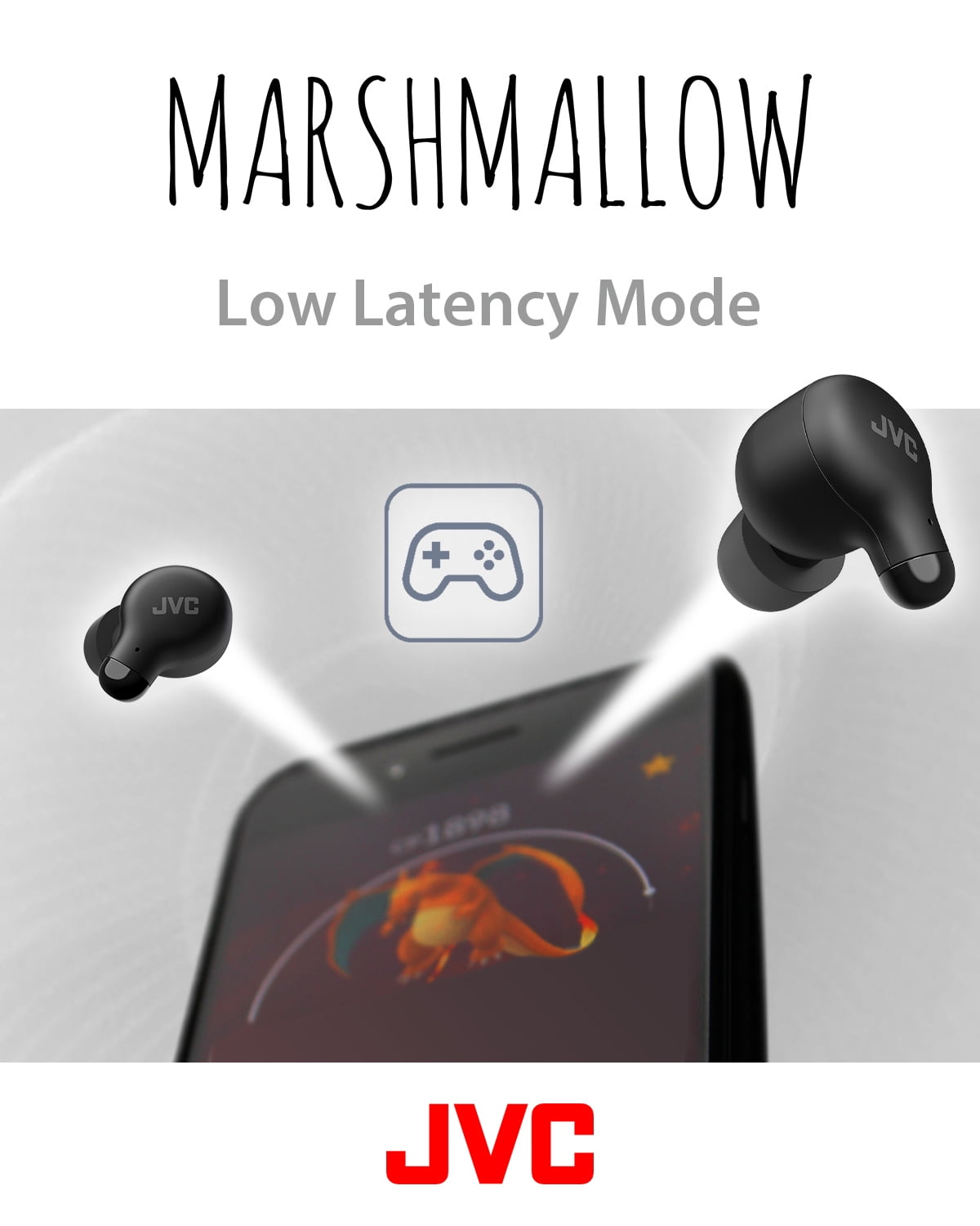 JVC Marshmallow True Wireless Voice Assistant Bluetooth In Ear Headphones, Black